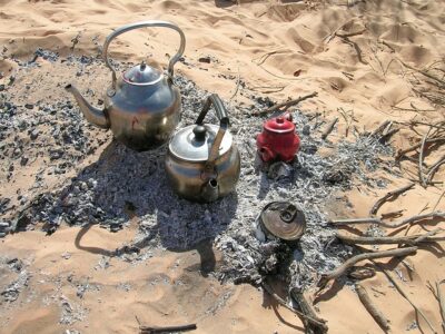 tea made over fire in the desert