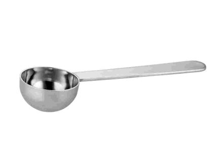 Stainless steel coffee measure spoon with deep scoop bowl for precise coffee measuring