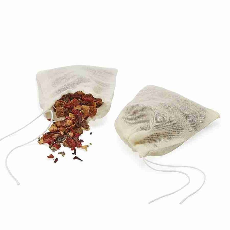 reusable cotton teabags detail