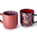 artistic mugs with flowers