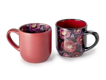 artistic mugs with flowers