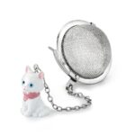 cat charm tea infuser, Marie the cat, stainless steel tea ball, tea infuser with charm, novelty tea accessories, kitten tea gift, mesh tea strainer, loose tea infuser, Cha Cult gift, tea gift for cat lovers