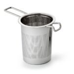 Stainless steel tea strainer with handles , designed to fit teapots, mugs, and cups for easy loose leaf tea brewing.