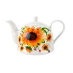 Sunflower Teapot made from brilliant porcelain with bright yellow sunflower design, 1 litre capacity