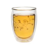 Khora double-walled tea glass with delicate line design