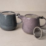 Teapot Rani with reactive glaze and stainless steel lid