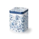 Caddy Linda blue floral tea caddy with matt finish and slip lid