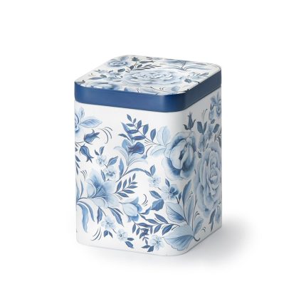 Caddy Linda blue floral tea caddy with matt finish and slip lid