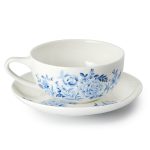 Cup & Saucer Linda with blue floral design in Fine Bone China