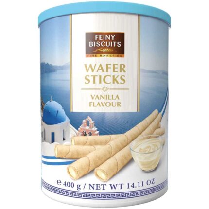 Vanilla Wafer Sticks with crisp wafer rolls and smooth vanilla cream filling