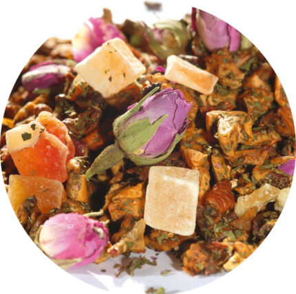 Apple Mint Fruit Tea with apple pieces, spearmint and rose buds