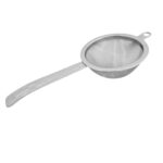 Stainless Steel Tea Strainer with Handle featuring an ultra-fine mesh for brewing loose leaf tea.