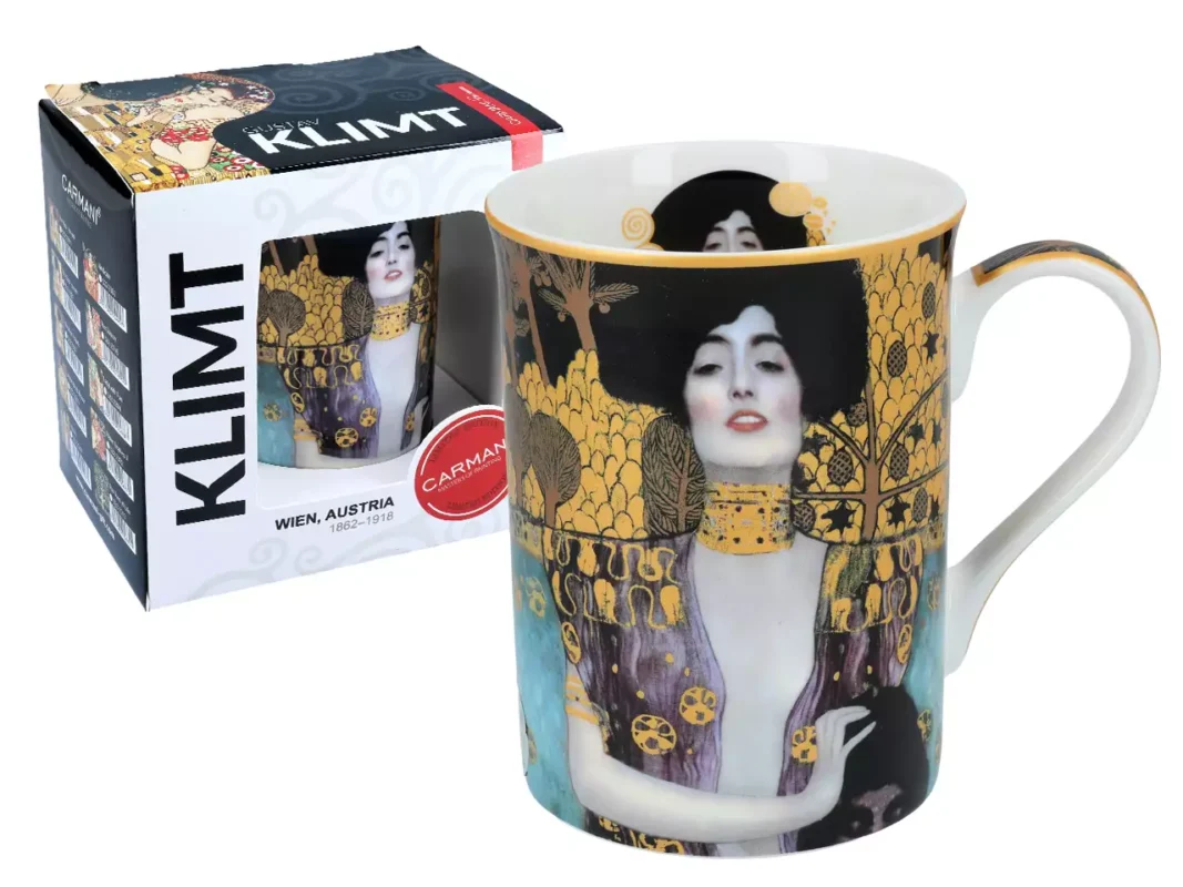 Gustav Klimt Judith mug in porcelain with gold artwork and matching gift box